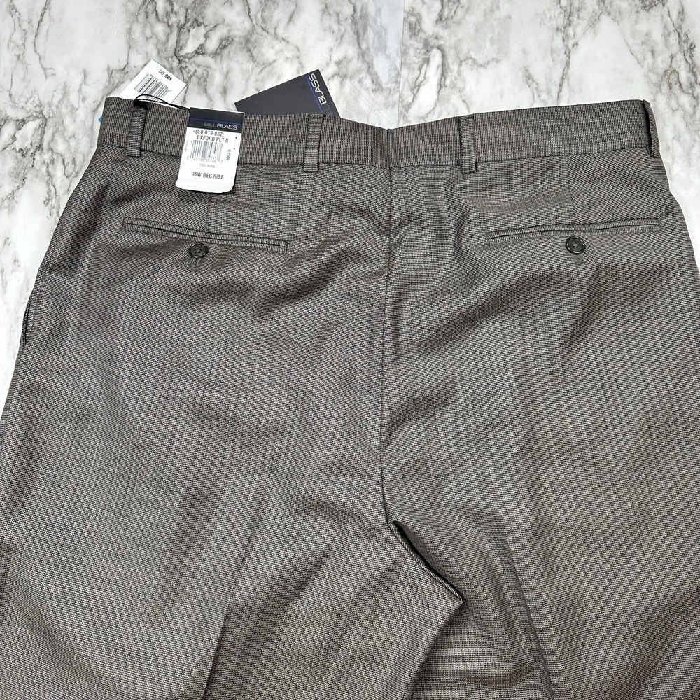 Bill Blass Dress Pants Mens‎ 100% Wool Size 36R Brown Checks Pleated NEW - Picture 8 of 16